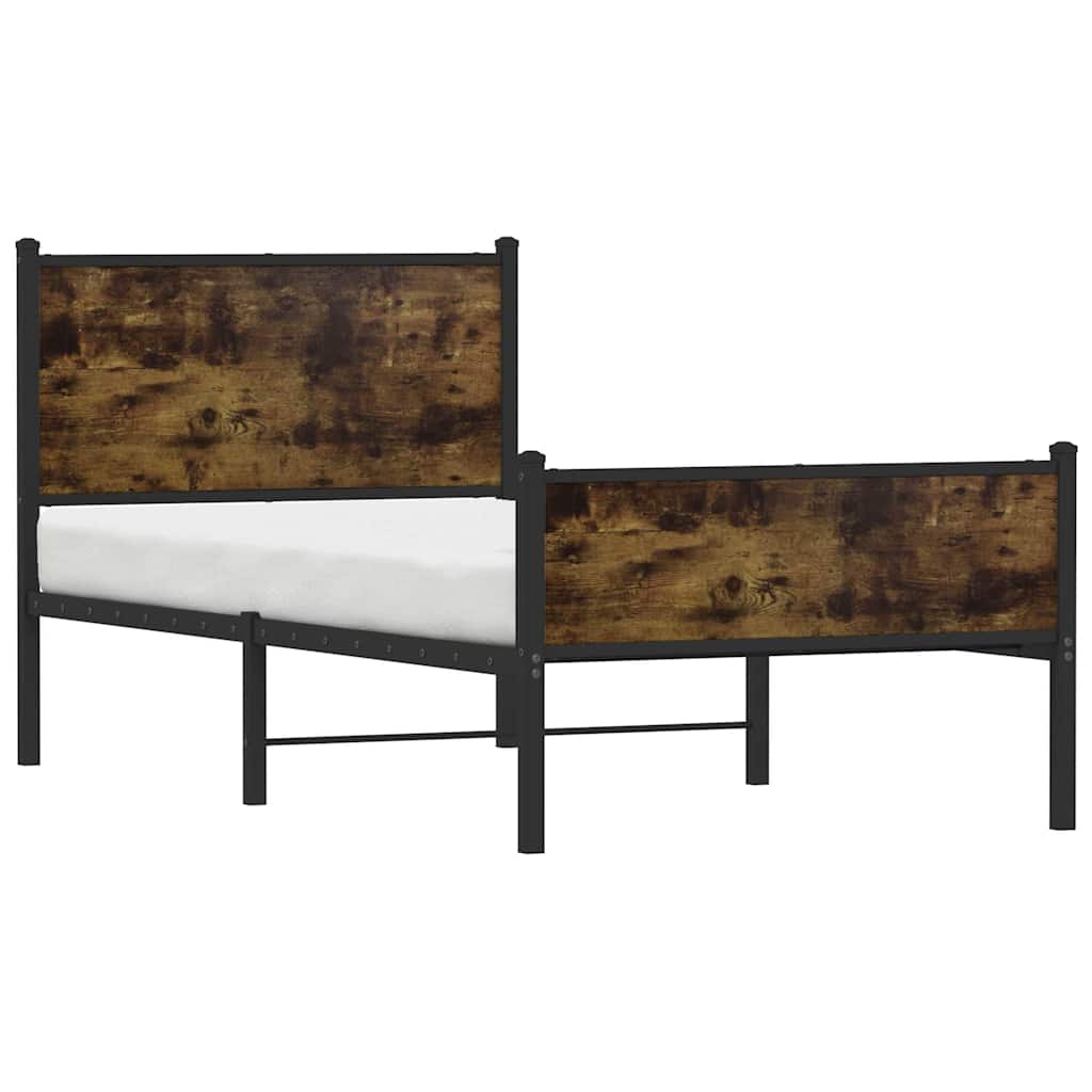 Metalni okvir kreveta bez madraca boja hrasta 75x190 cm