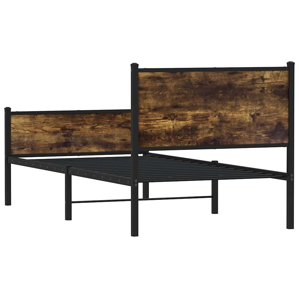 Metalni okvir kreveta bez madraca boja hrasta 75x190 cm