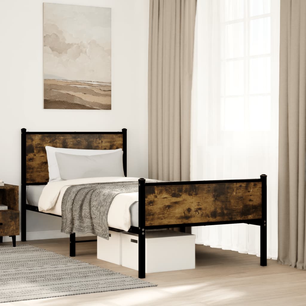 Metalni okvir kreveta bez madraca boja hrasta 80x200 cm