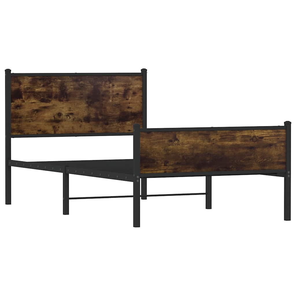Metalni okvir kreveta bez madraca boja hrasta 107x203 cm