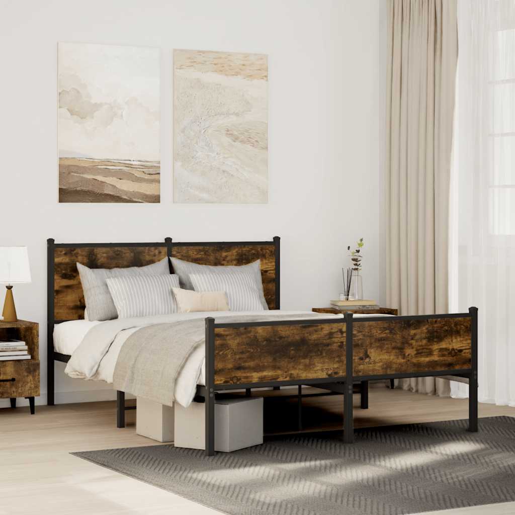 Metalni okvir kreveta bez madraca boja hrasta 140x190 cm