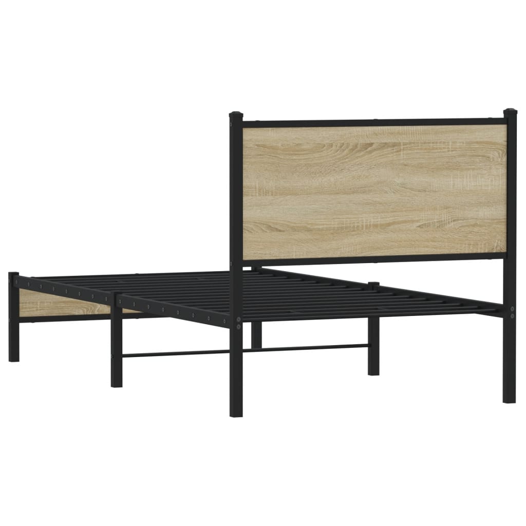 Metalni okvir kreveta bez madraca boja hrasta sonome 75x190 cm