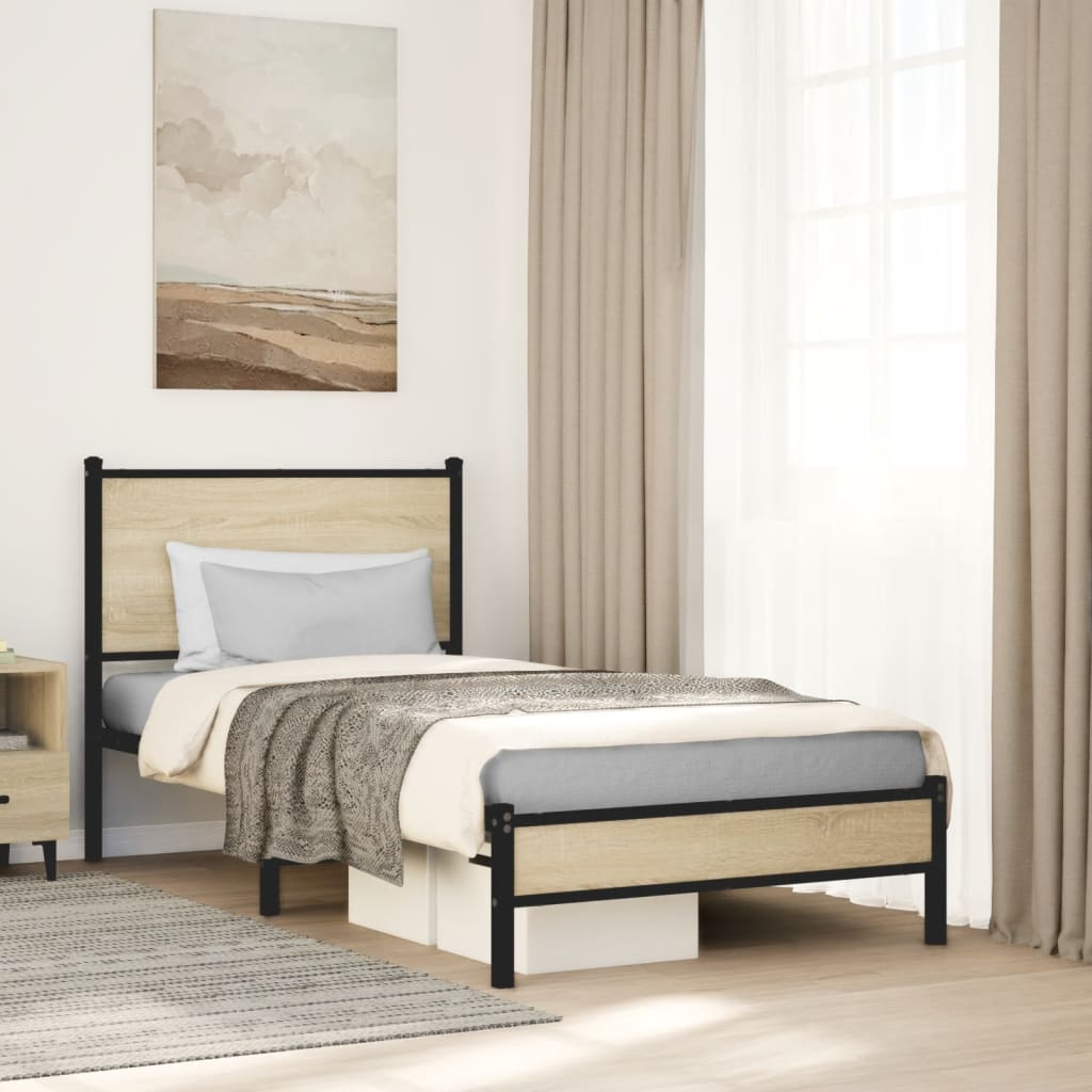 Metalni okvir kreveta bez madraca boja hrasta sonome 80x200 cm