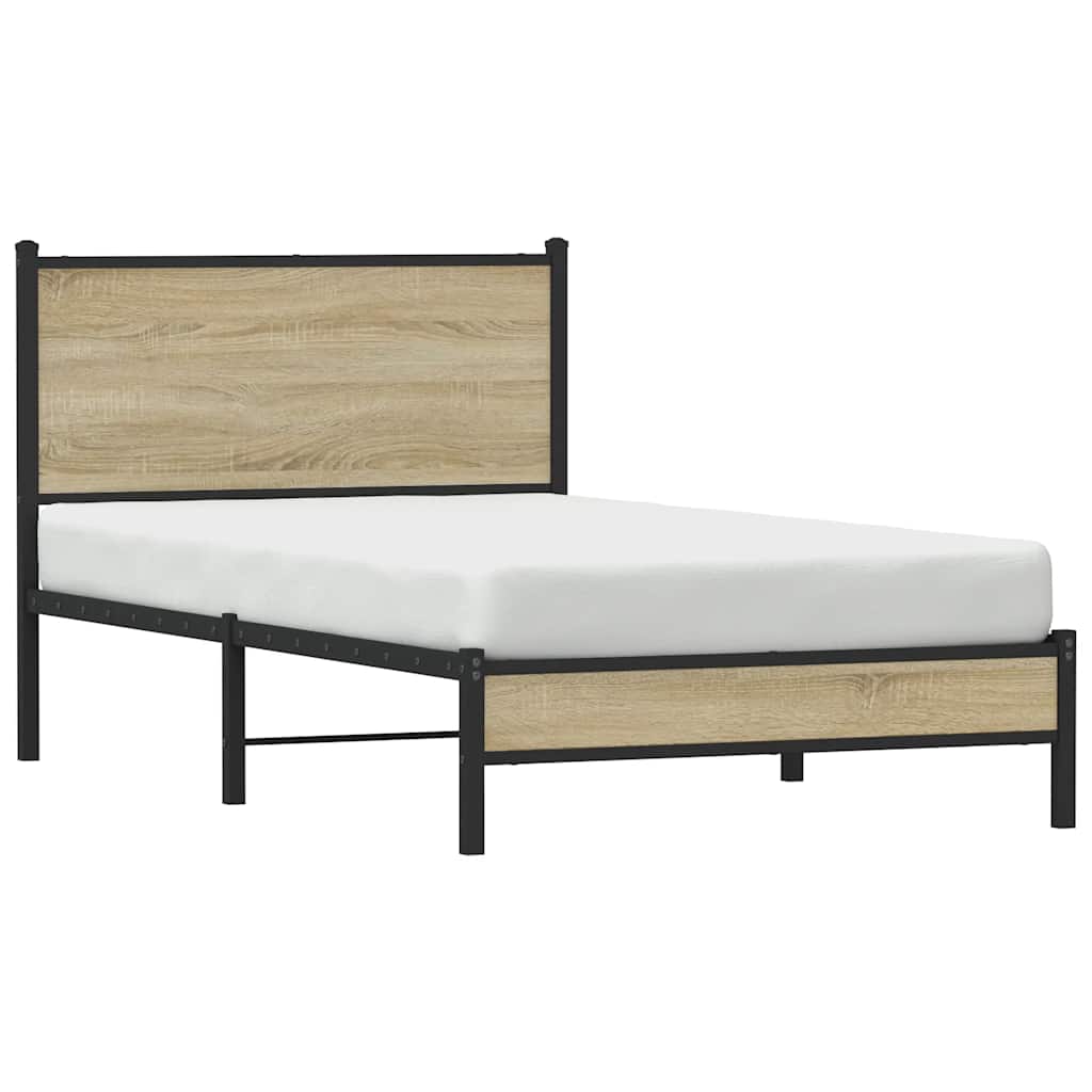 Metalni okvir kreveta bez madraca boja hrasta sonome 107x203 cm