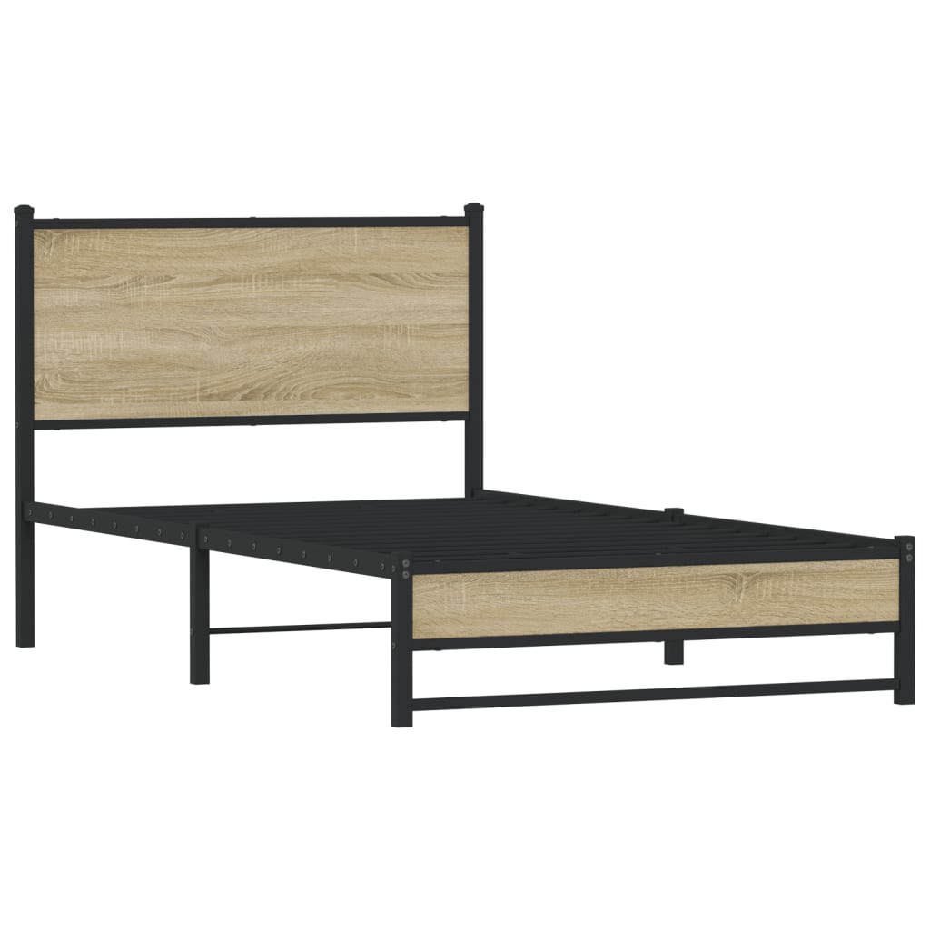 Metalni okvir kreveta bez madraca boja hrasta sonome 107x203 cm