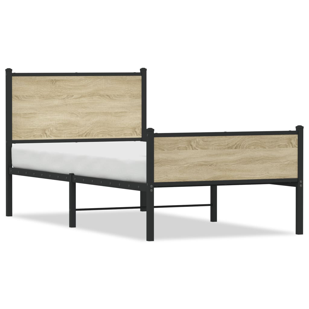 Metalni okvir kreveta bez madraca boja hrasta sonome 75x190 cm