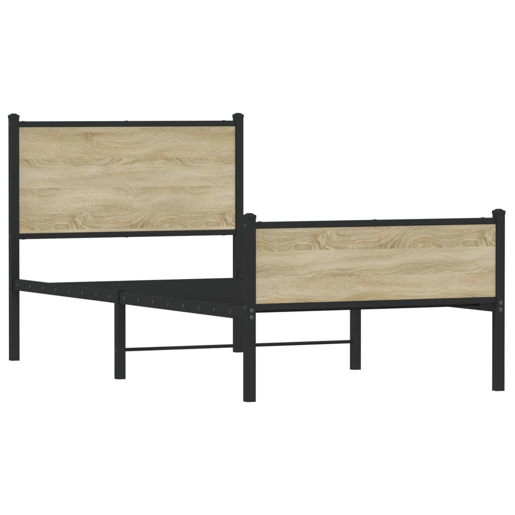 Metalni okvir kreveta bez madraca boja hrasta sonome 75x190 cm