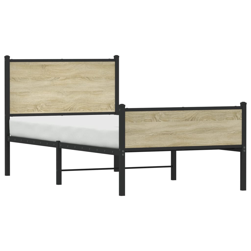 Metalni okvir kreveta bez madraca boja hrasta sonome 90x190 cm