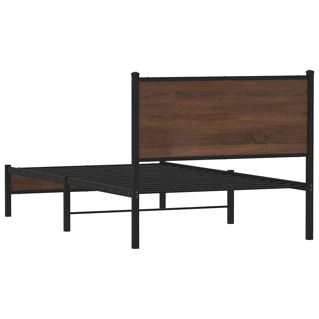 Metalni okvir kreveta bez madraca smeđi hrast 100x200 cm