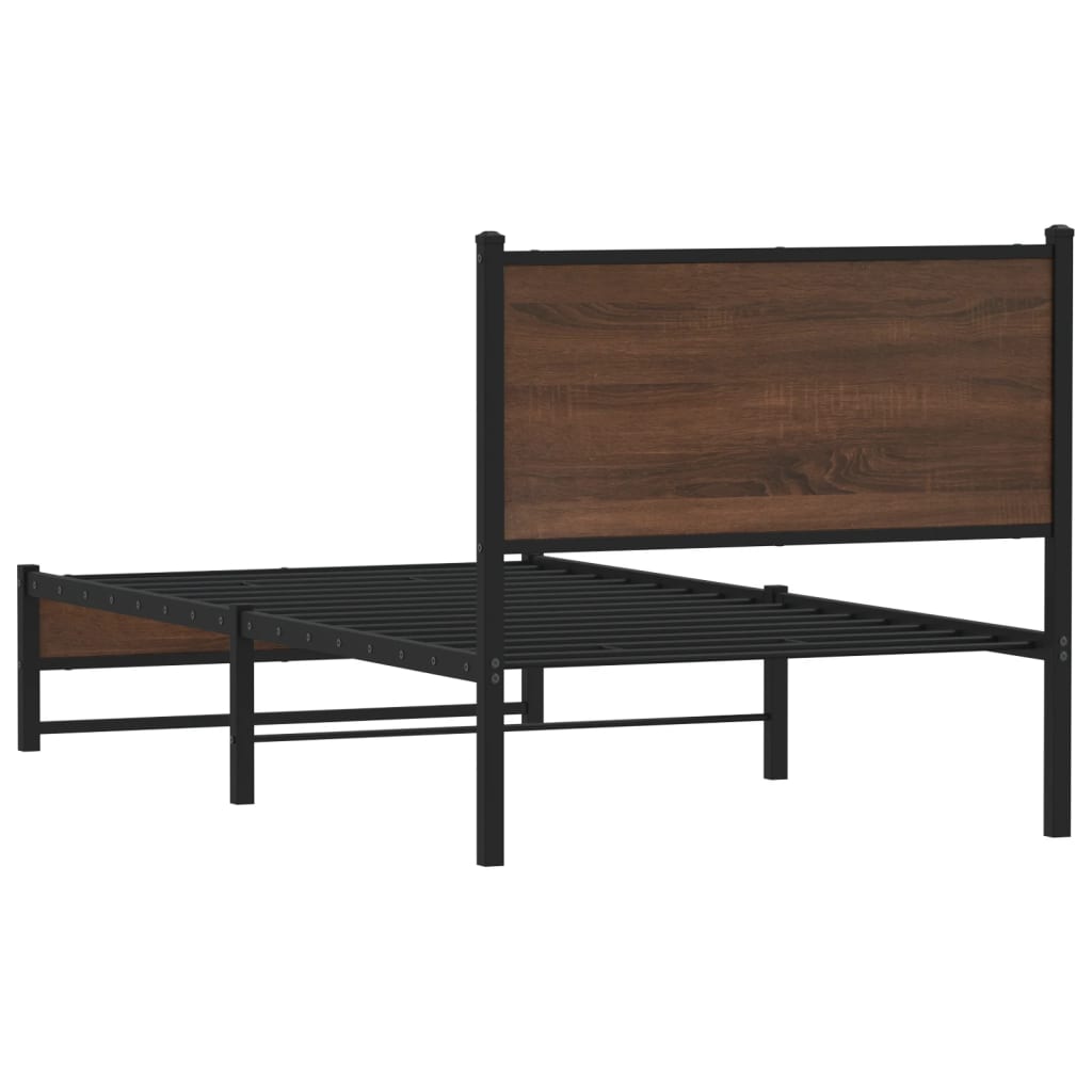 Metalni okvir kreveta bez madraca smeđi hrast 90x190 cm