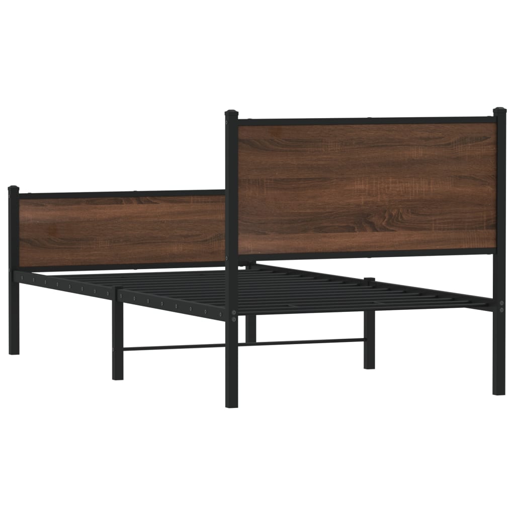 Metalni okvir kreveta bez madraca smeđi hrast 80x200 cm