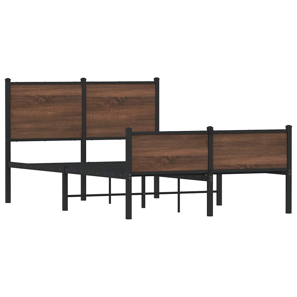 Metalni okvir kreveta bez madraca smeđi hrast 120x190 cm