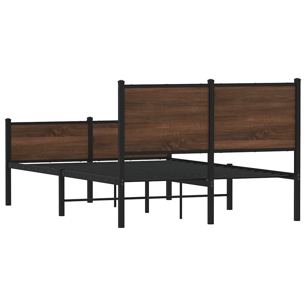 Metalni okvir kreveta bez madraca smeđi hrast 120x200 cm