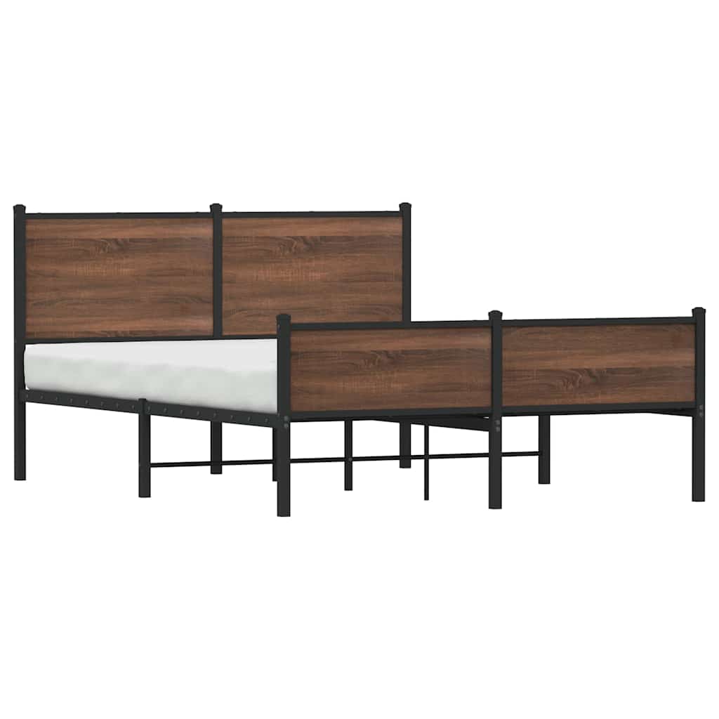 Metalni okvir kreveta bez madraca smeđa boja hrasta 137x190 cm