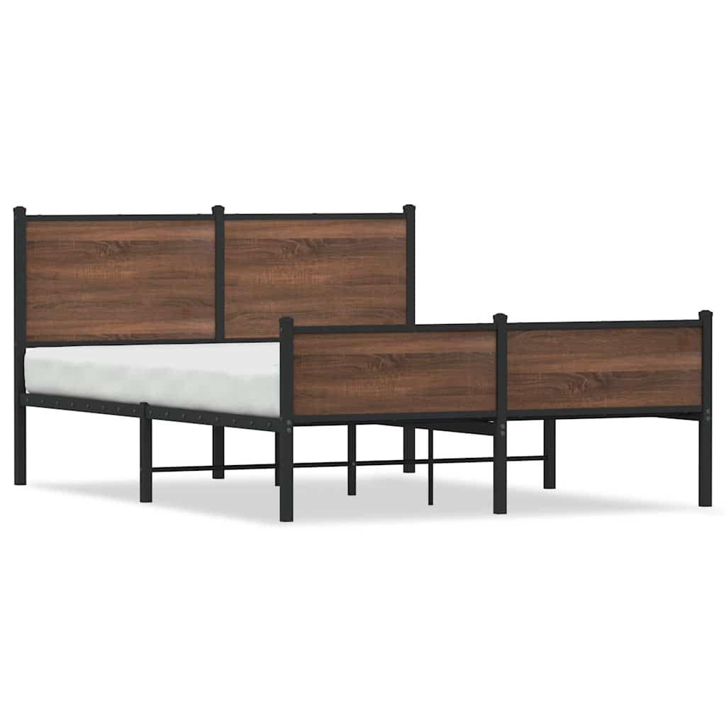 Metalni okvir kreveta bez madraca smeđa boja hrasta 140x200 cm