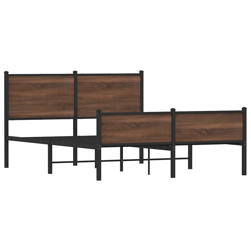 Metalni okvir kreveta bez madraca smeđa boja hrasta 140x200 cm