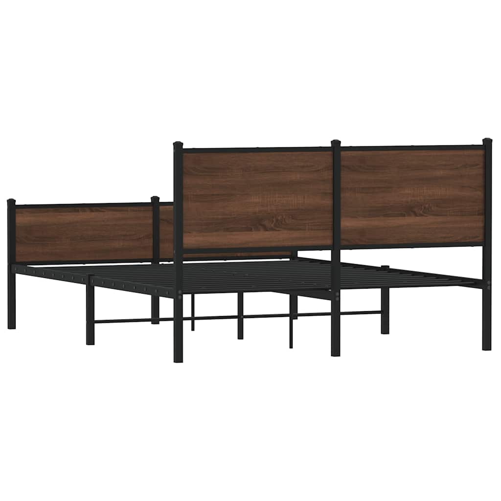 Metalni okvir kreveta bez madraca smeđa boja hrasta 140x200 cm