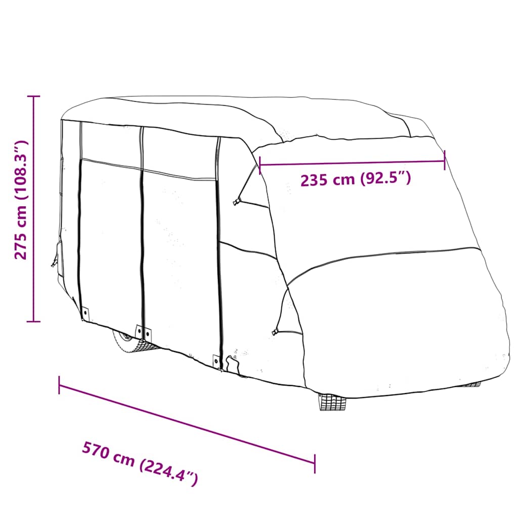 Navlake za kampere sive 570x235x275 cm netkana tkanina