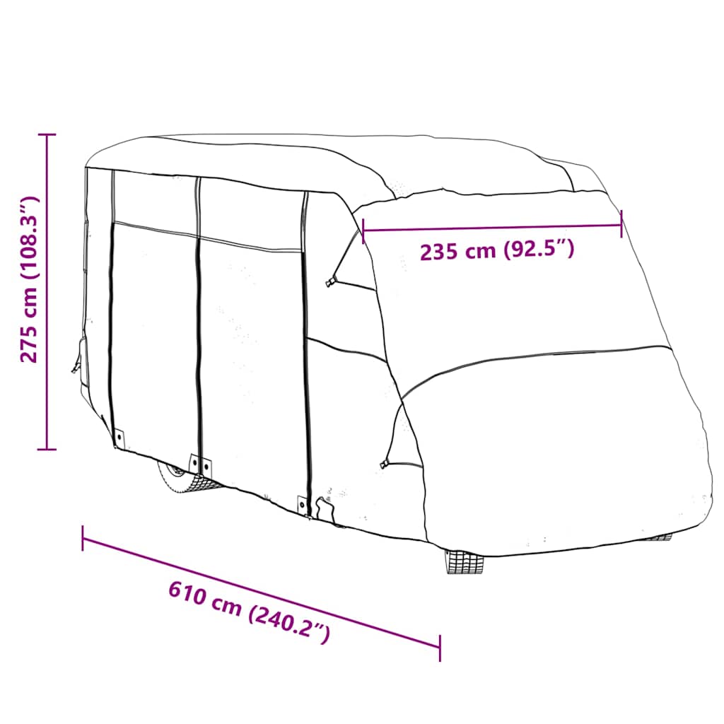 Navlake za kamper sive 610x235x275 cm netkana tkanina