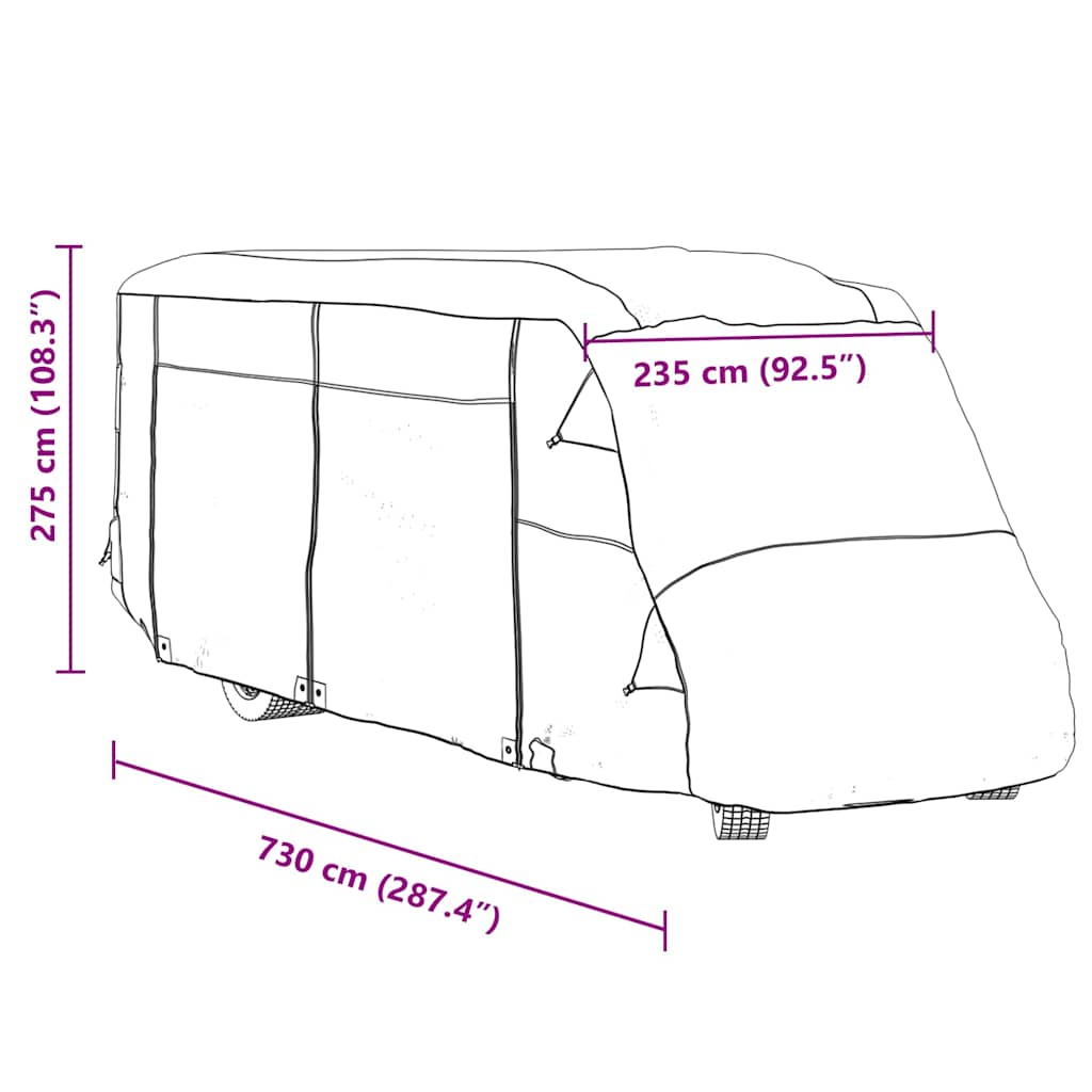 Navlake za kamper sive 730x235x275 cm netkana tkanina