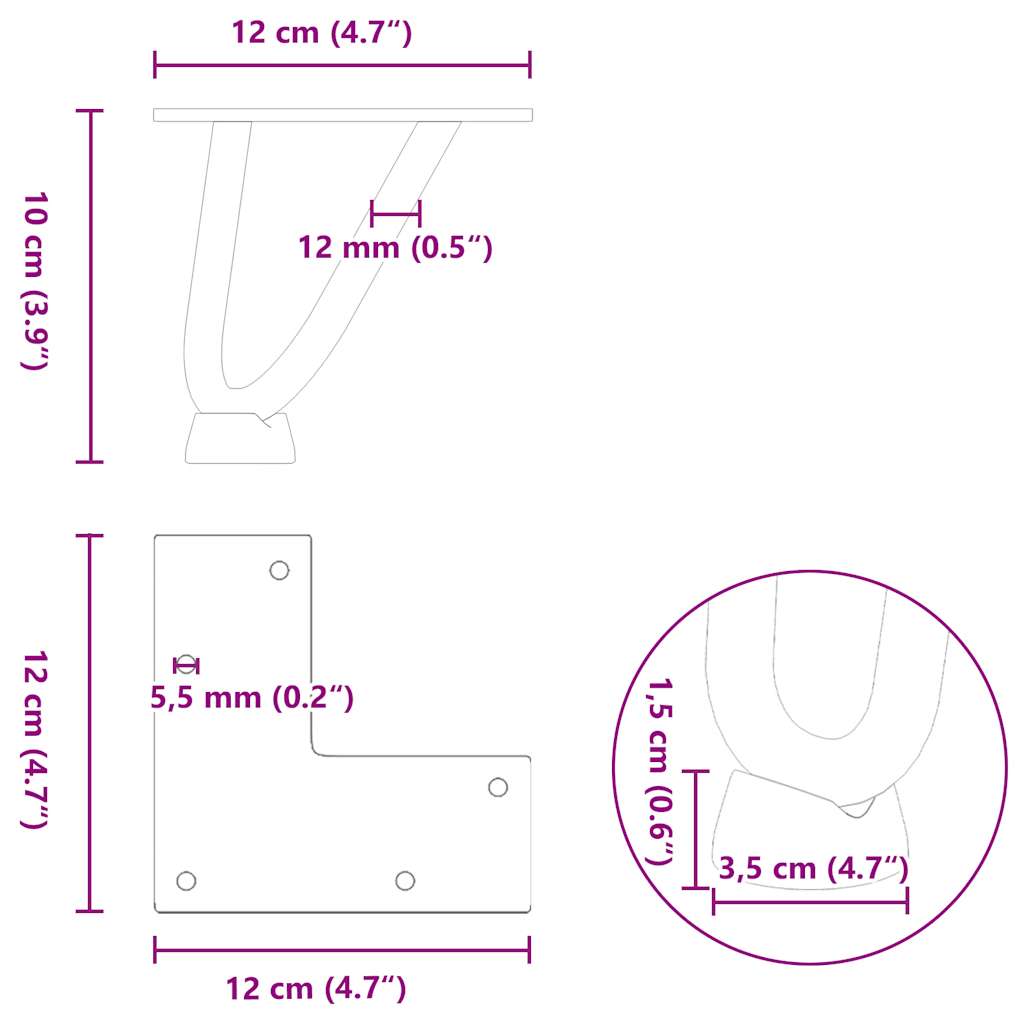 Noge s ukosnicama za stolić za kavu 4 kom. bijele 10 cm, puni čelik