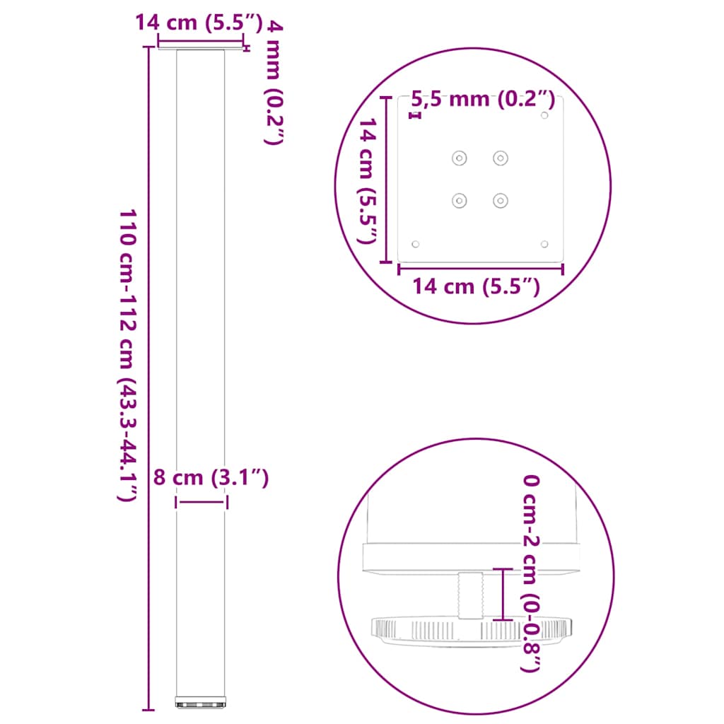 Noge za barski stol 4 kom. antracit 110-112 cm čelik