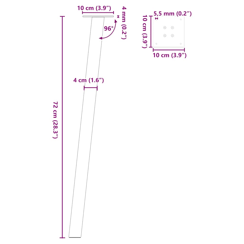 Noge za konzolni stol 4 kom. antracit 72 cm čelik