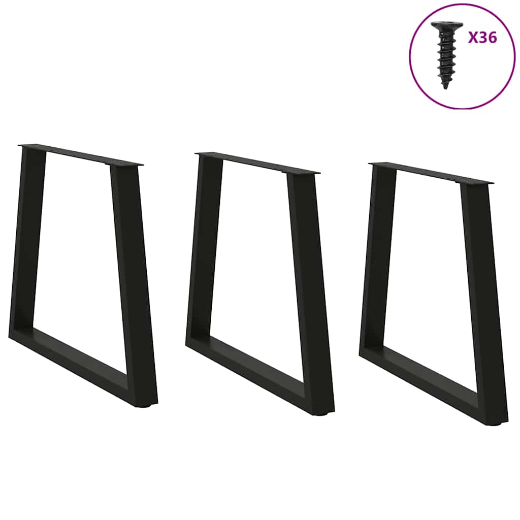 Noge za blagovaonski stol V-oblik 3 kom Crne 70 x (72-73,3) cm Čelik