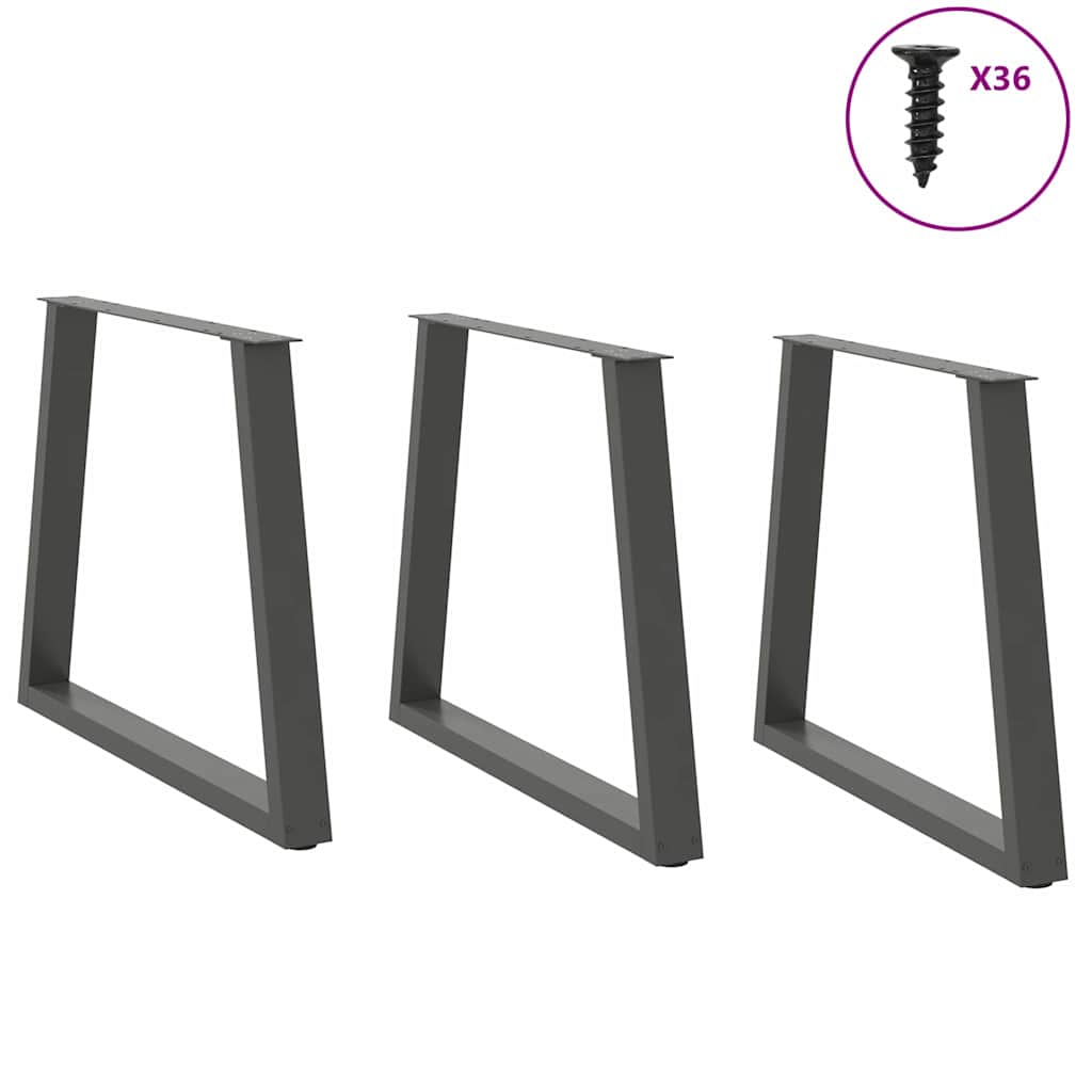 Noge za blagovaonski stol V-oblik 3 kom antracit 80 x (72-73,3) cm čelik