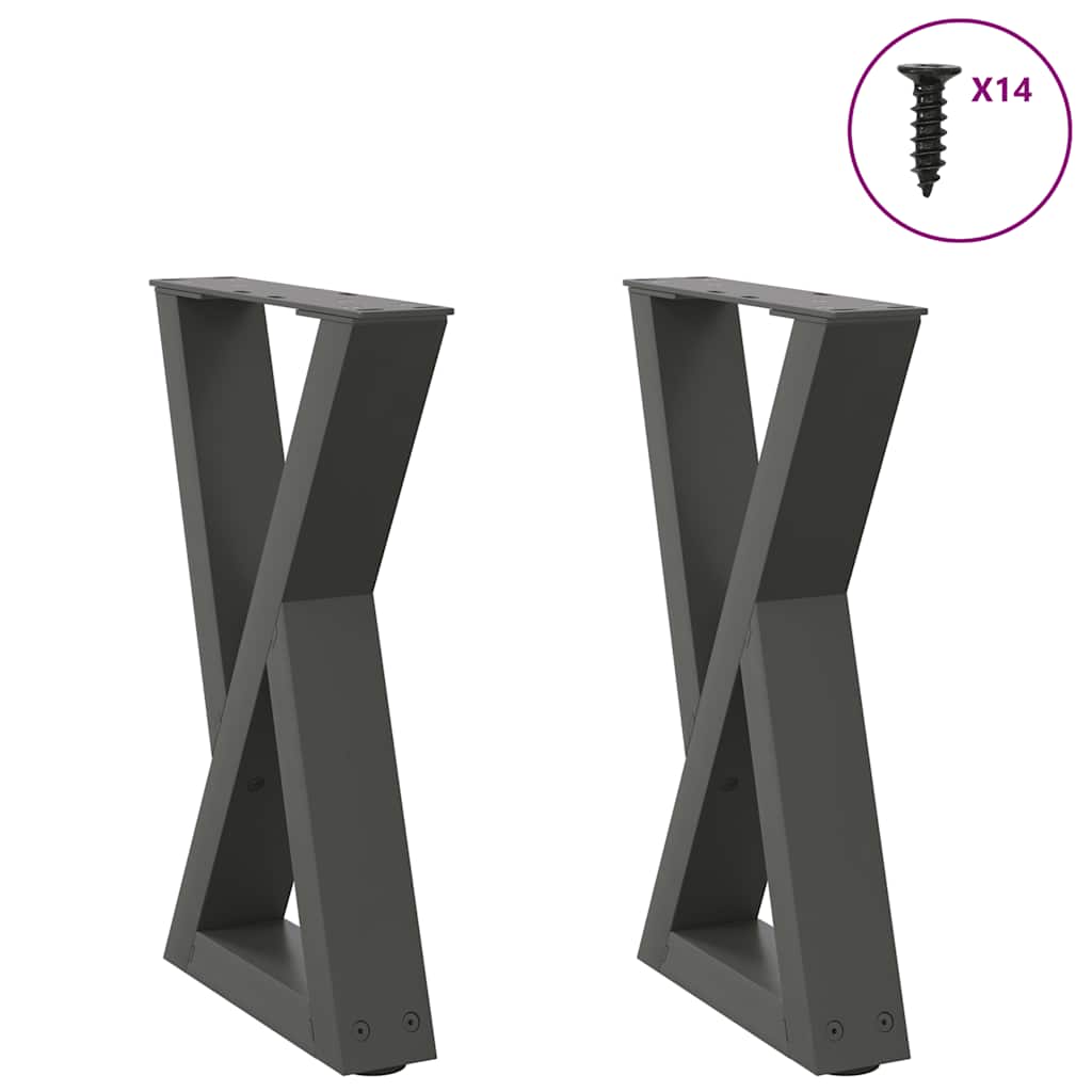 Noge za klub stolić 2 kom. antracit 28 x (42-43,3) cm čelik