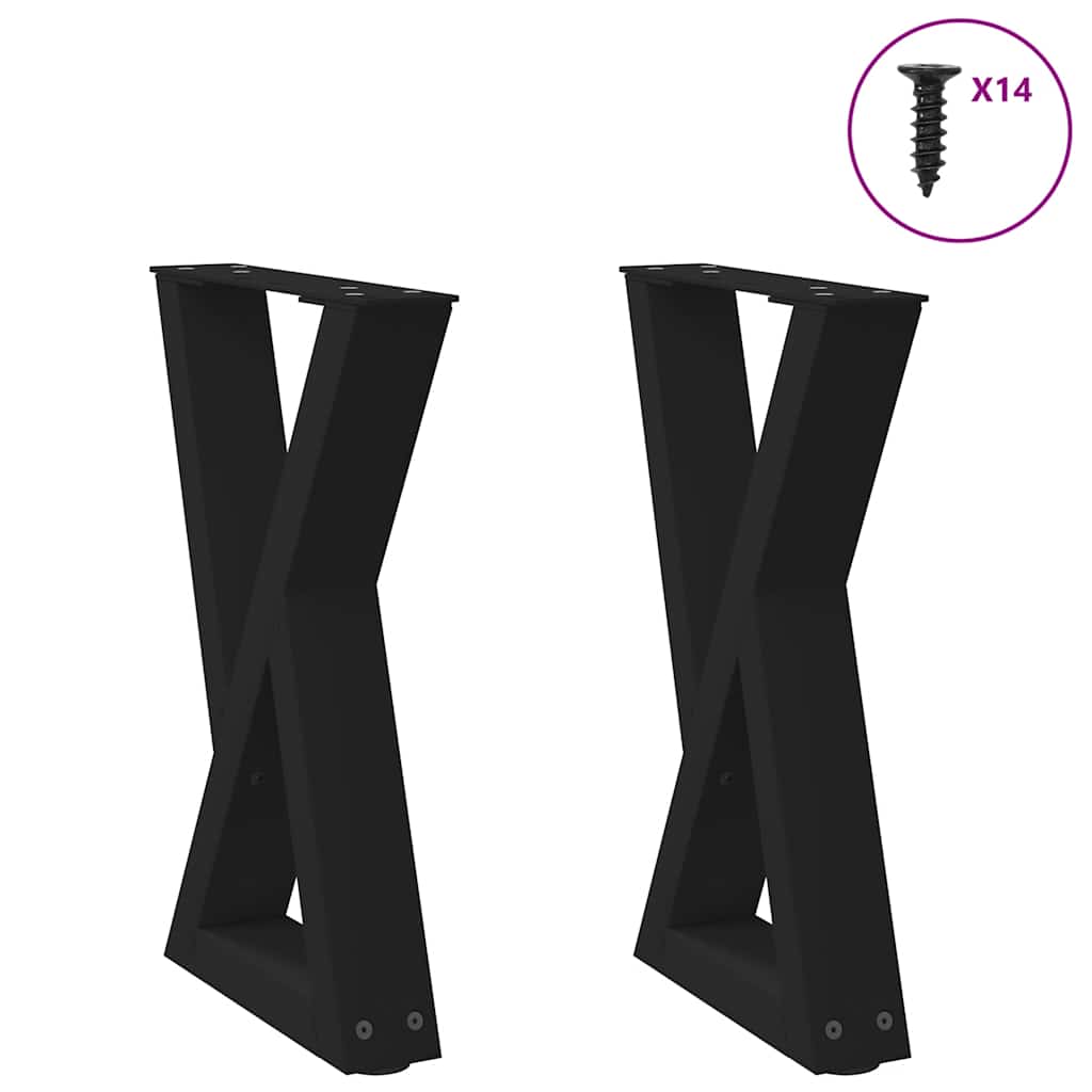 Noge za klub stolić 2 kom Crne 38 x (42-43,3) cm Čelične