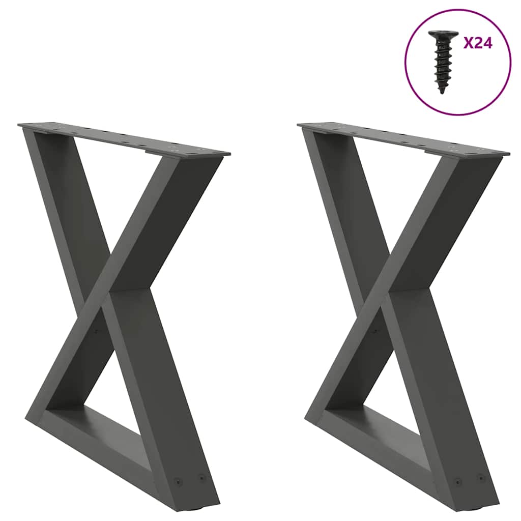 Noge za klub stolić 2 kom. antracit 60 x (42-43,3) cm čelik
