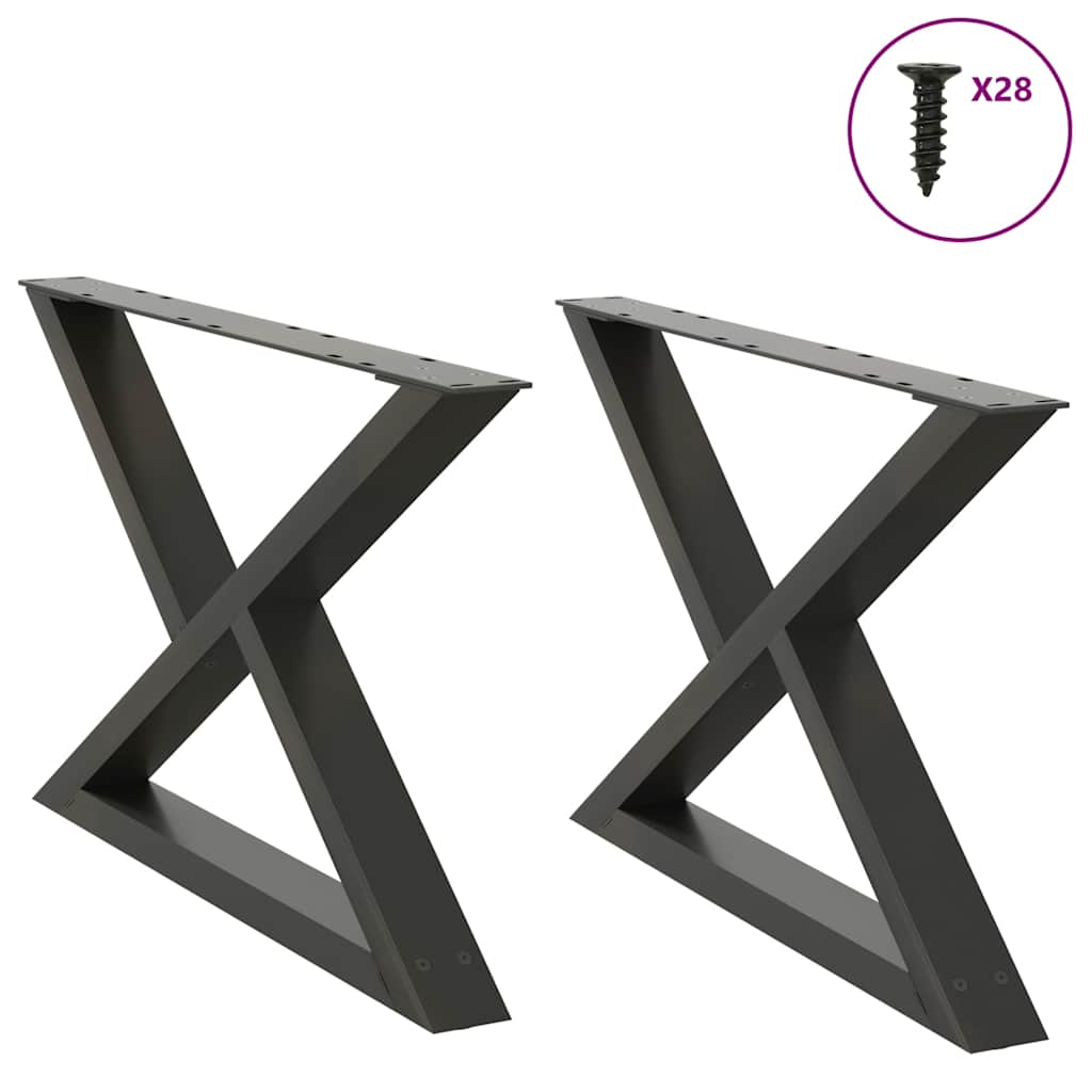 Noge za klub stolić 2 kom. antracit 70 x (42-43,3) cm čelik