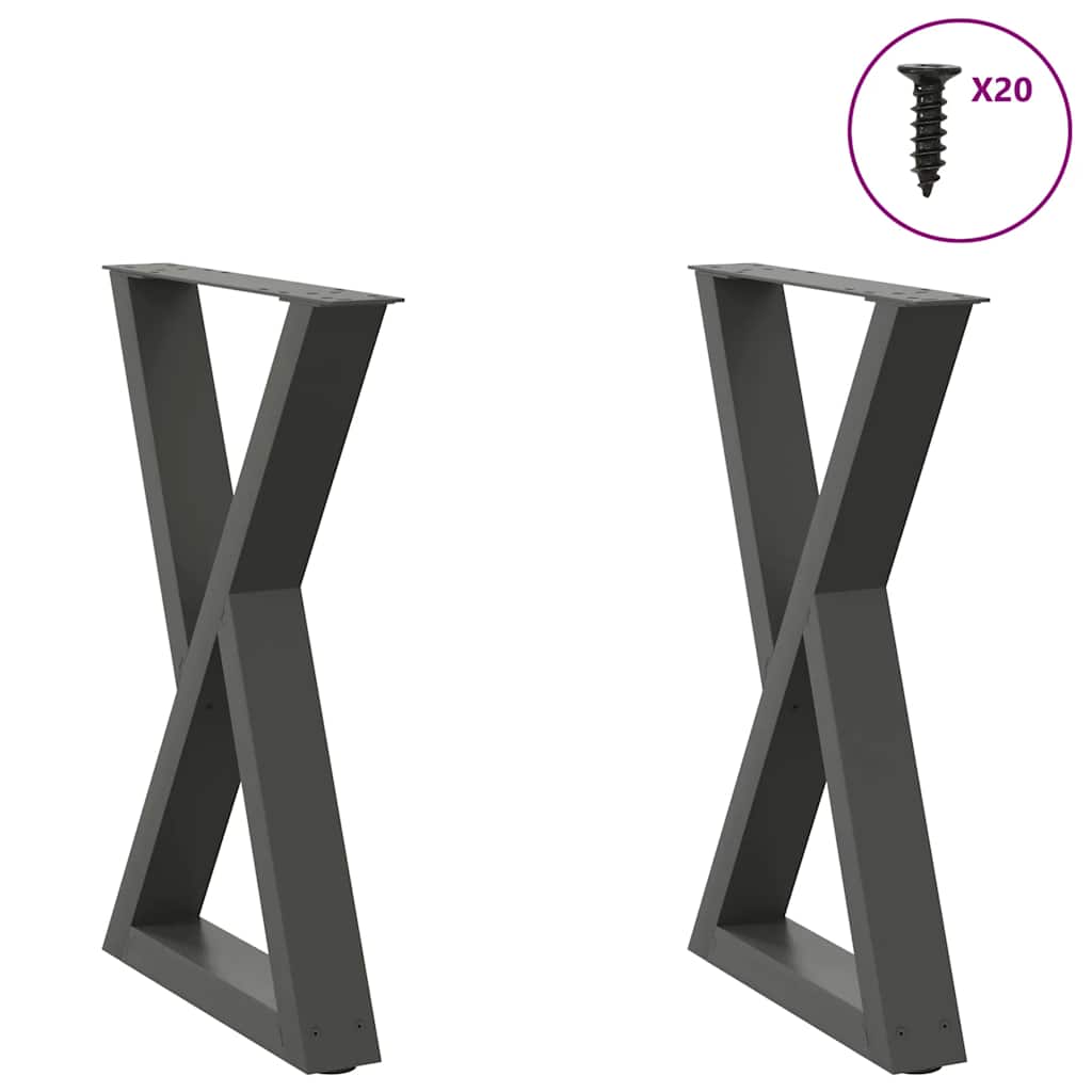 Noge za blagovaonski stol 2 kom. antracit 50 x (72-73,3) cm čelik