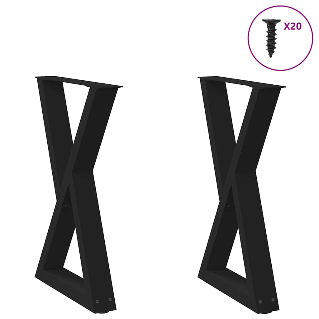 Noge za blagovaonski stol 2 kom Crne 60 x (72-73,3) cm Čelične