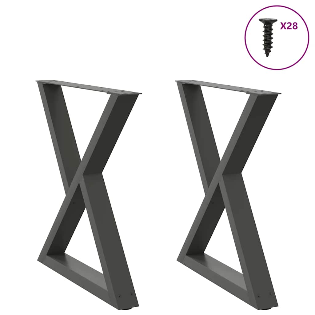 Noge za blagovaonski stol 2 kom. antracit 70 x (72-73,3) cm čelik