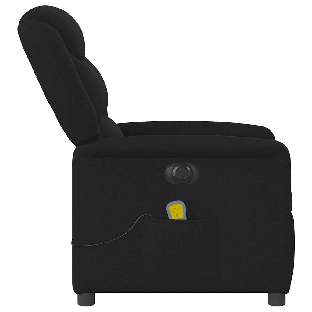Električni masažni naslonjač od tkanine crni