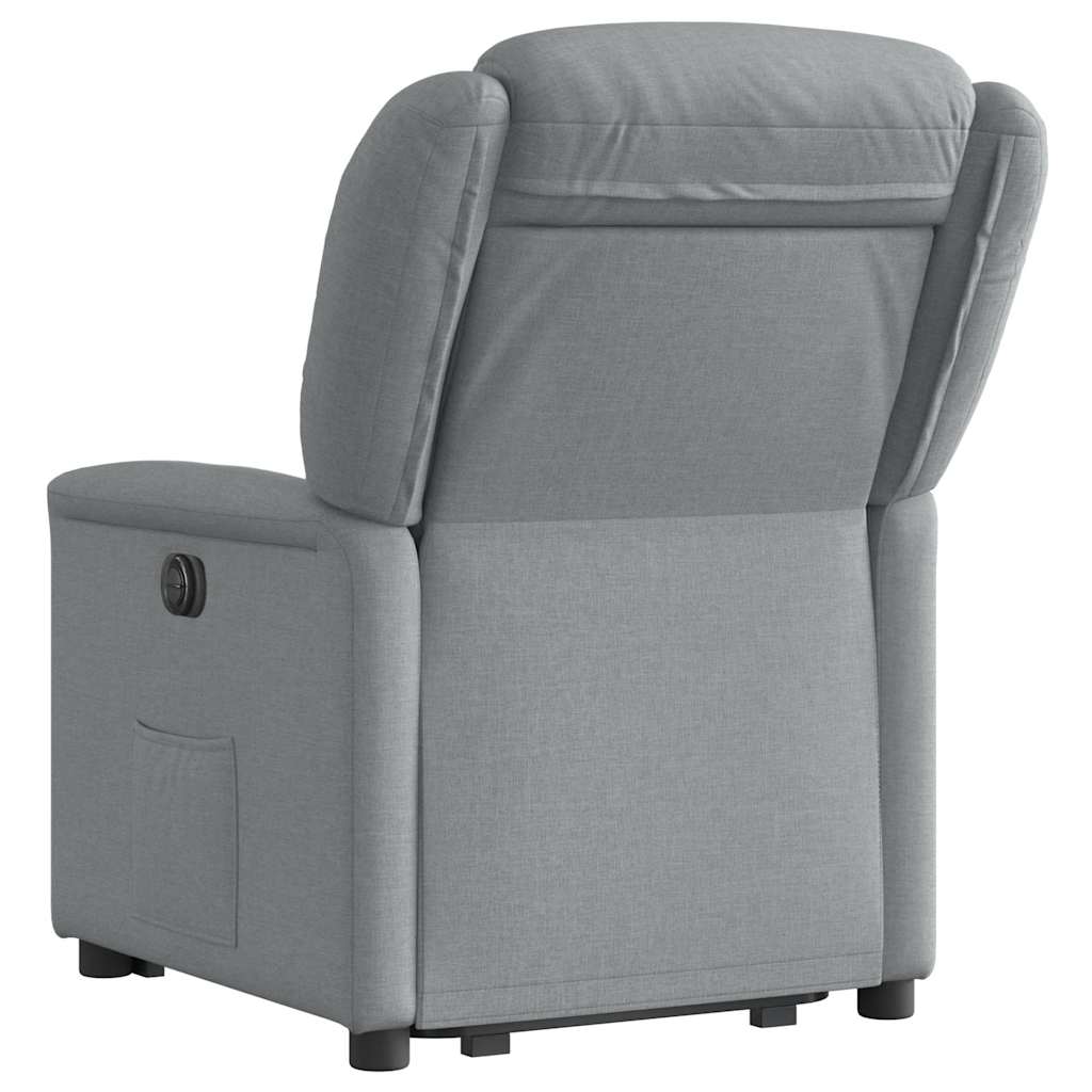 Električni naslonjač na podizanje svjetlosivi od tkanine