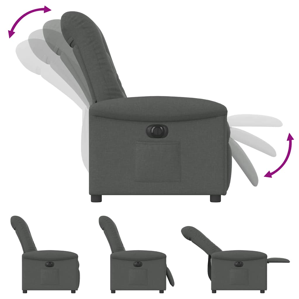 Električni naslonjač od tkanine tamnosivi