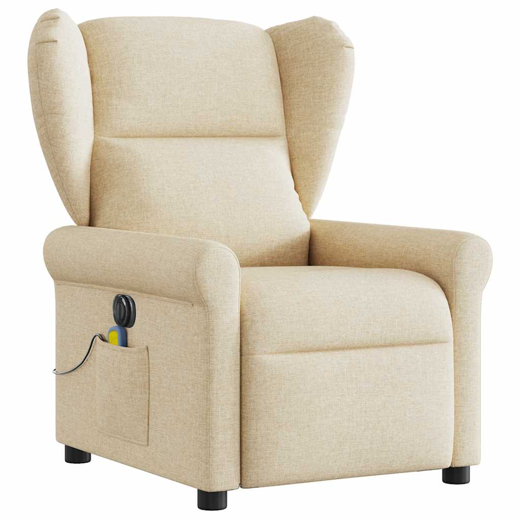 Električni masažni naslonjač od tkanine krem