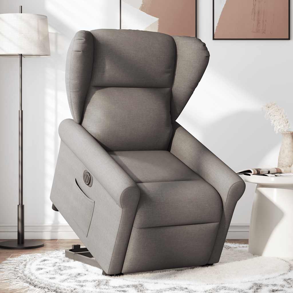 Električni naslonjač na podizanje od tkanine smeđesivi