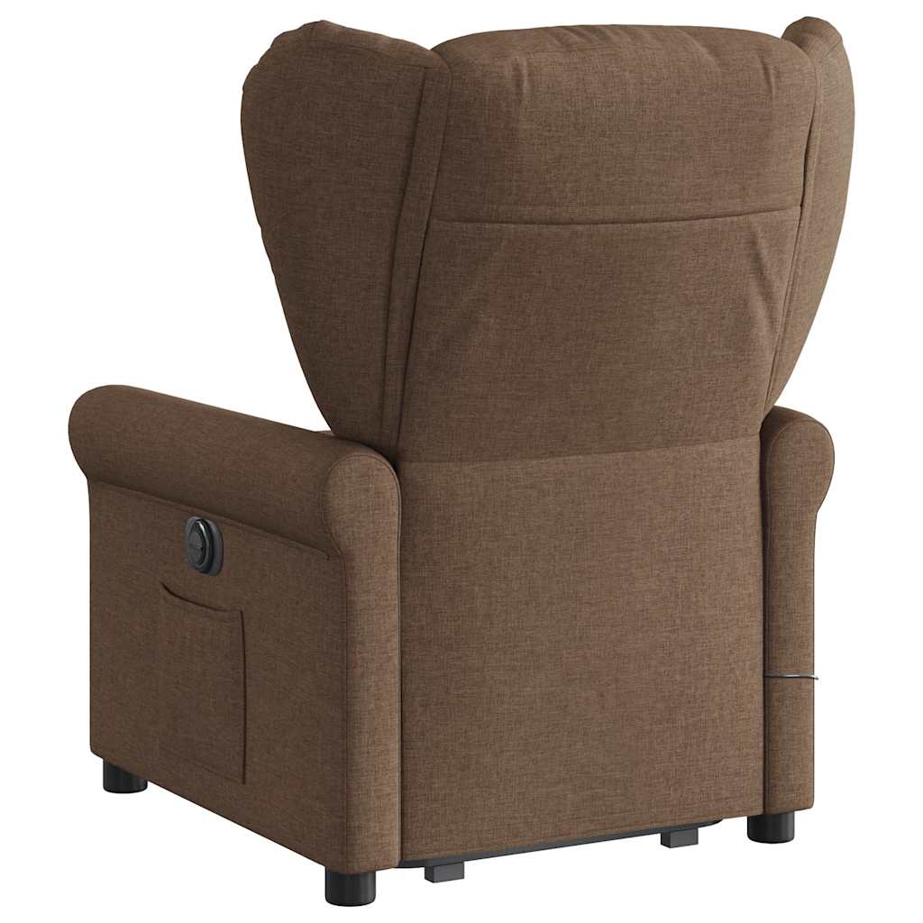 Električni masažni naslonjač na podizanje od tkanine smeđi