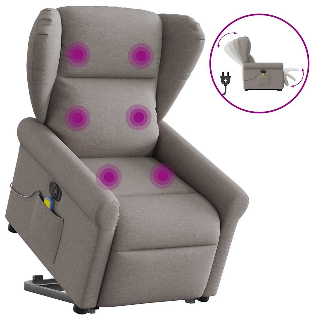 Električni masažni naslonjač na podizanje od tkanine smeđesivi