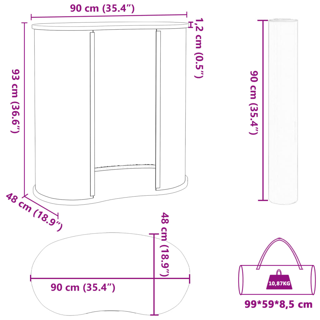 Sajamski štand sklopivi 90 x 48 x 93 cm od konstruiranog drva