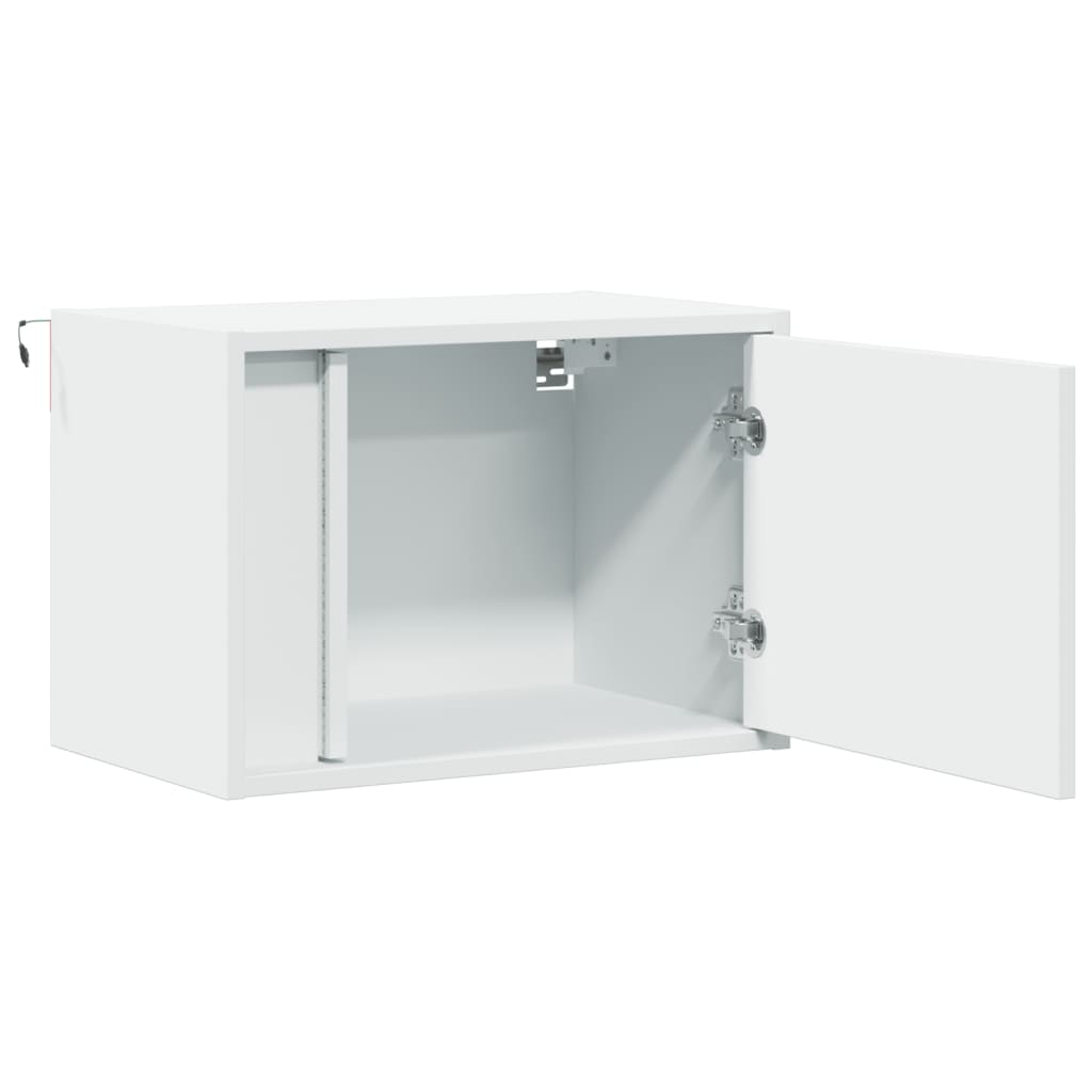 Zidni noćni ormarić s LED svjetlima bijeli