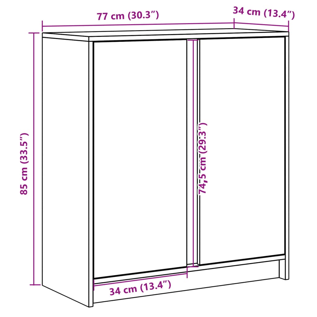 Komoda s LED svjetlima bijela 77x34x85 cm konstruirano drvo