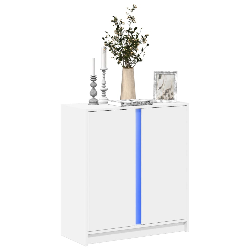 Komoda s LED svjetlima bijela 77x34x85 cm konstruirano drvo