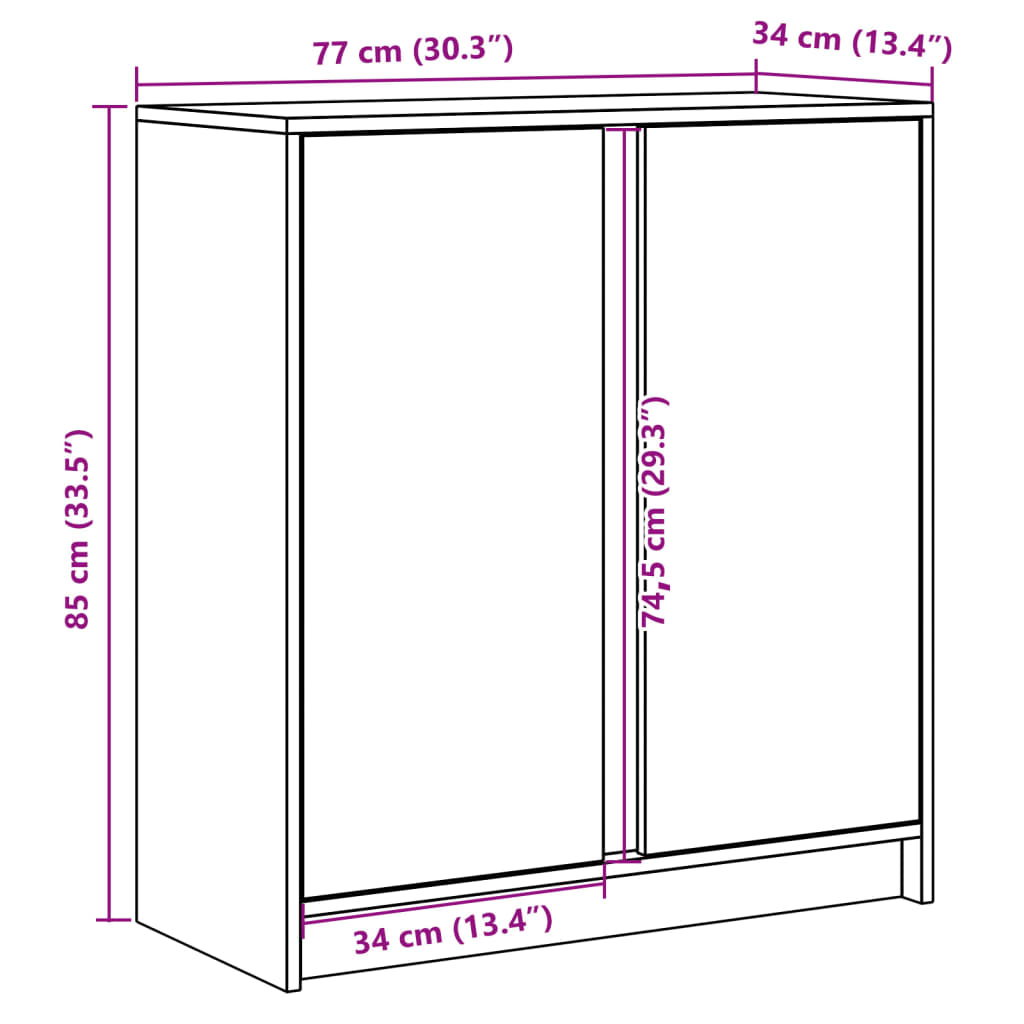 Komoda s LED svjetlima boja hrasta sonome 77x34x85 cm drvena