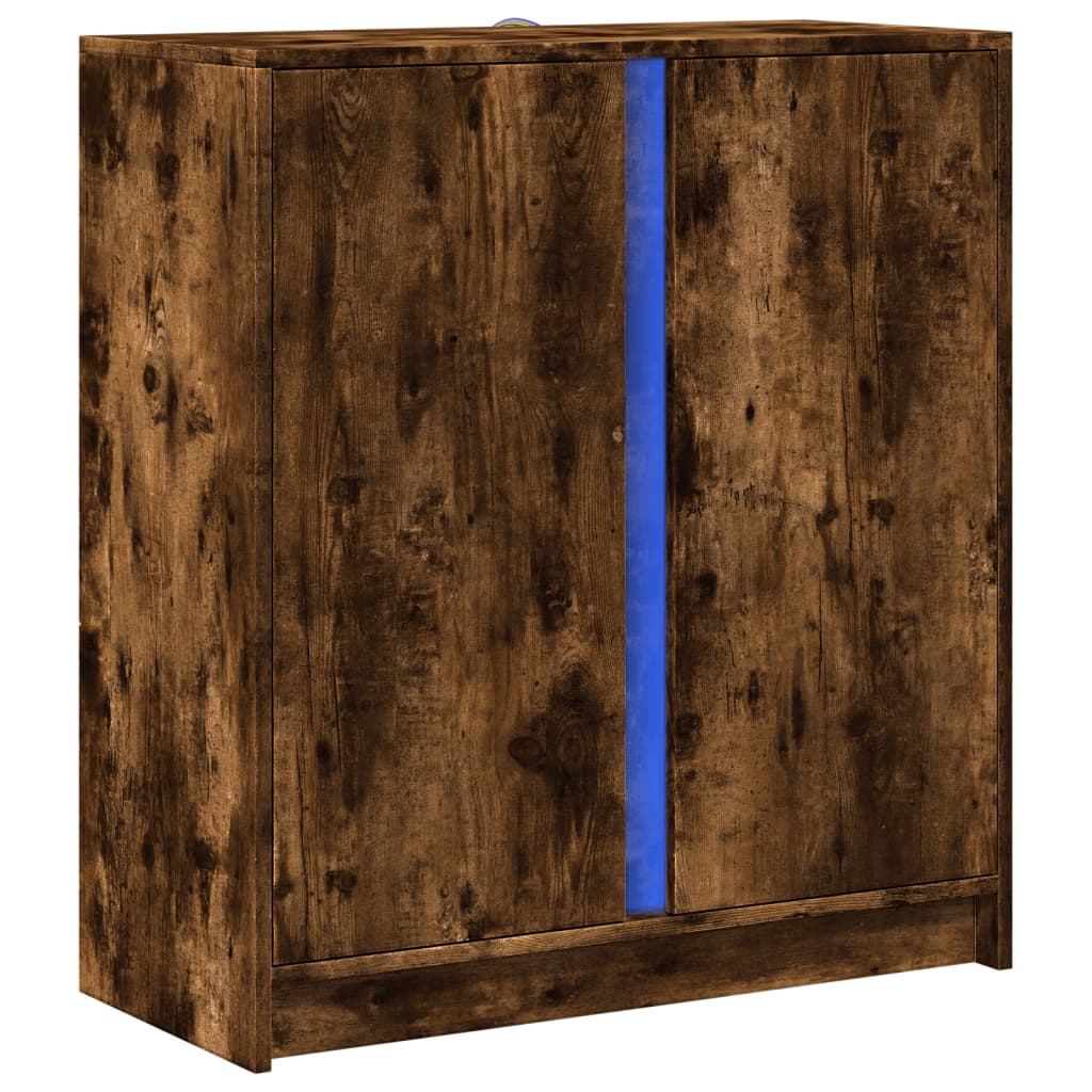 Komoda s LED svjetlima boja dimljenog hrasta 77x34x85 cm drvena