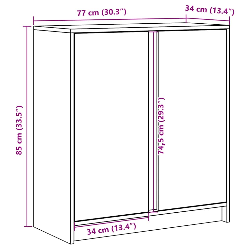 Komoda s LED svjetlima boja dimljenog hrasta 77x34x85 cm drvena
